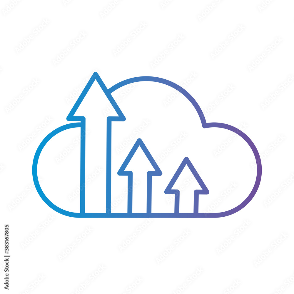 Cloud computing with increase arrows gradient style icon vector design Cloud computing with increase arrows gradient style icon vector design