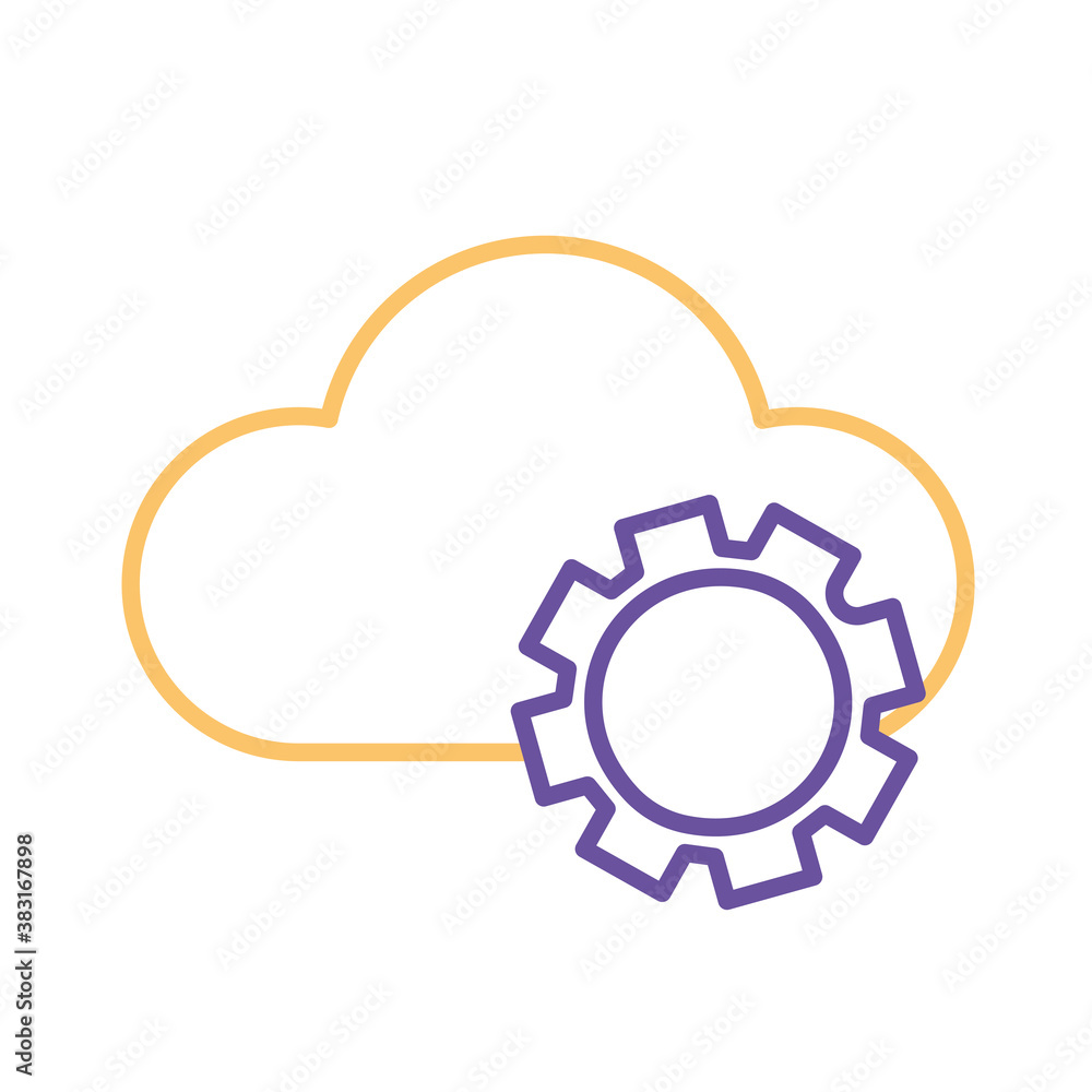 Cloud computing with gear line style icon vector design Cloud computing with gear line style icon vector design