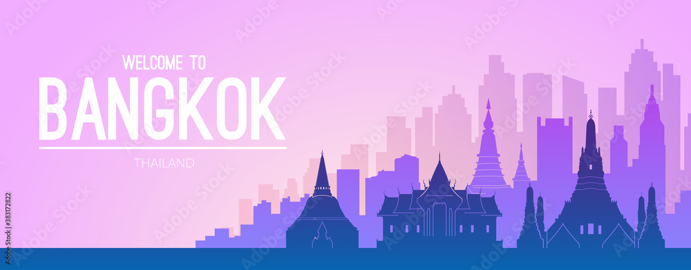 Naklejka premium Bangkok, Thailand famous city scape view.