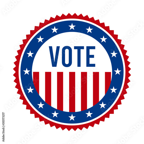 2020 Presidential Election Vote Badge - United States of America. USA Patriotic Stars and Stripes. American Democratic / Republican Support Pin, Emblem, Stamp or Button. November 3