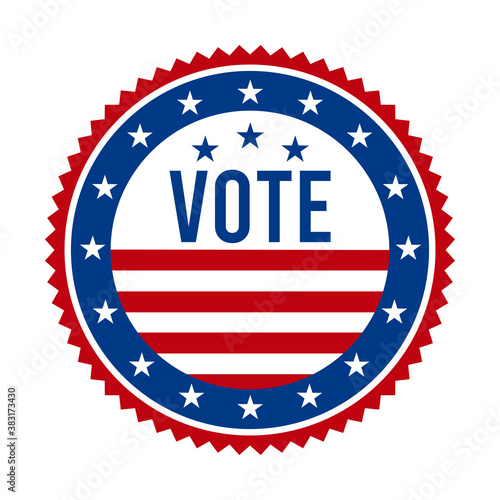 2020 Presidential Election Vote Badge - United States of America. USA Patriotic Stars and Stripes. American Democratic / Republican Support Pin, Emblem, Stamp or Button. November 3