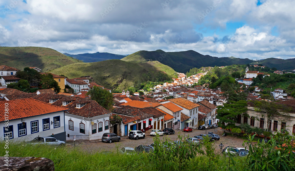 Partial view of Ouro Preto, historical city in Brazil 