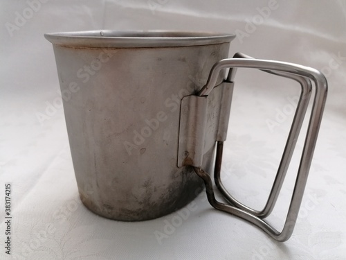 Crusader cup or mug. Tin metal stainless army mug for survival kits and forces