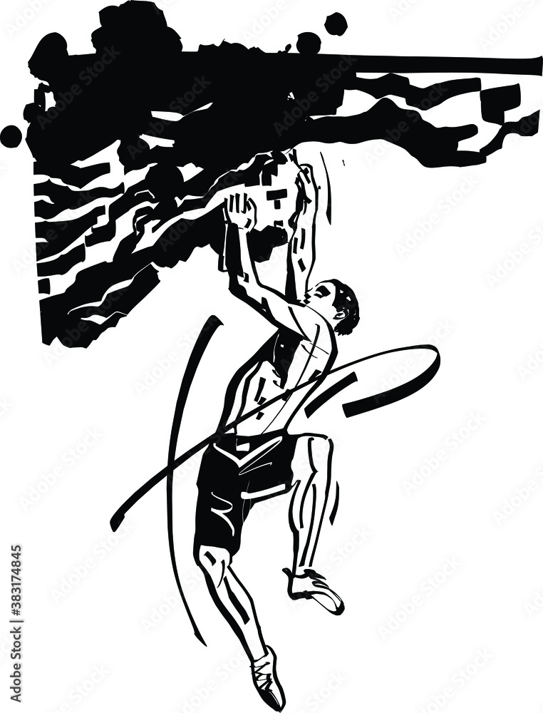 the vector illustration of the rock climbing athlete the vector illustration of the rock climbing athlete
