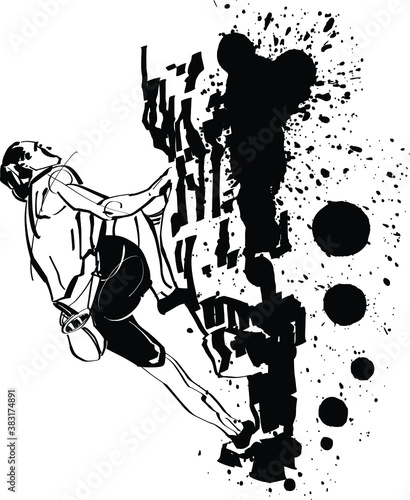 the vector illustration of the rock climbing athlete