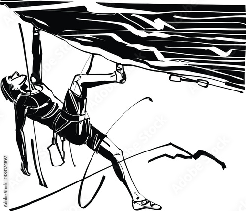 the vector illustration of the rock climbing athlete