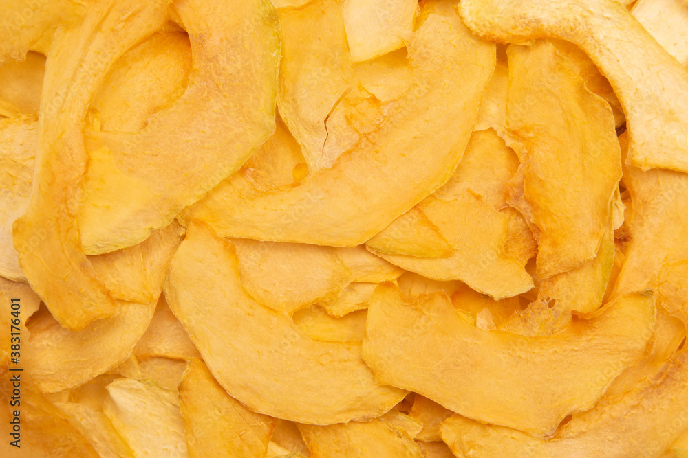 texture and background of dried melon slices. fruits and vitamins. Healthy food.