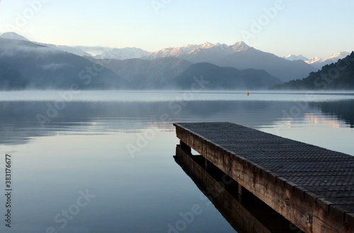 Lake Kaniere & Jetty at Dawn, New Zealand photo