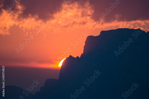 Landscape view of a beautiful sunset in Grand Teton National Park as seen from Willow Flats Overlook. © Patrick