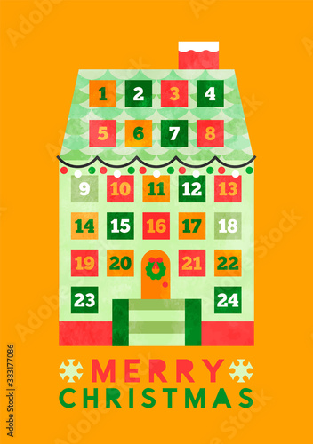 Merry Christmas cartoon house advent calendar