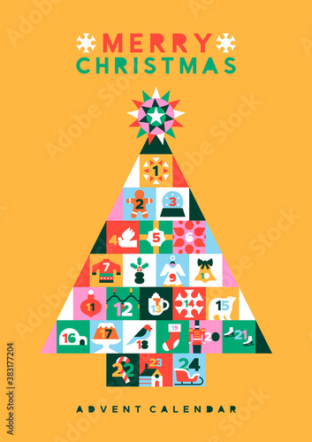 Christmas folk pine tree icon advent calendar