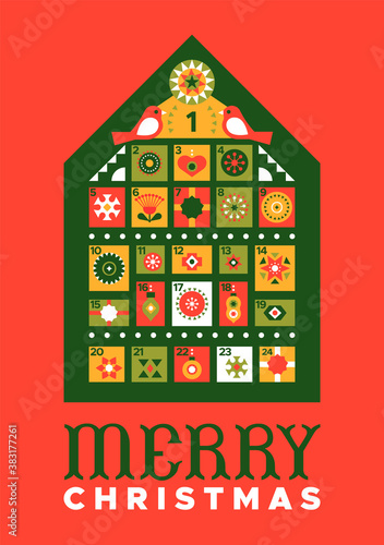Merry Christmas vintage folk advent calendar