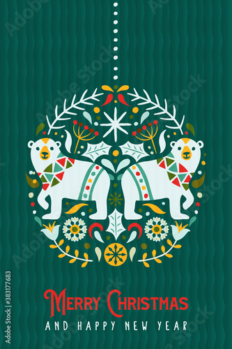 Christmas New Year scandinavian polar bear card