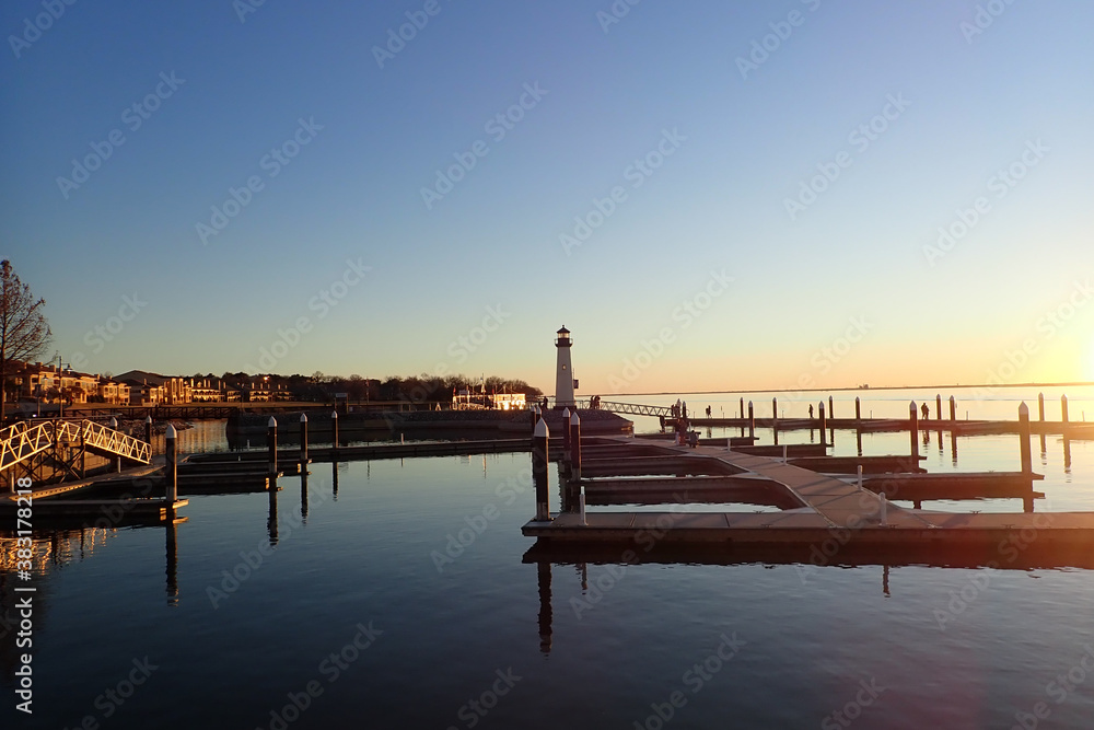 Fototapeta premium Sunset at lighthouse in Rockwall Texas