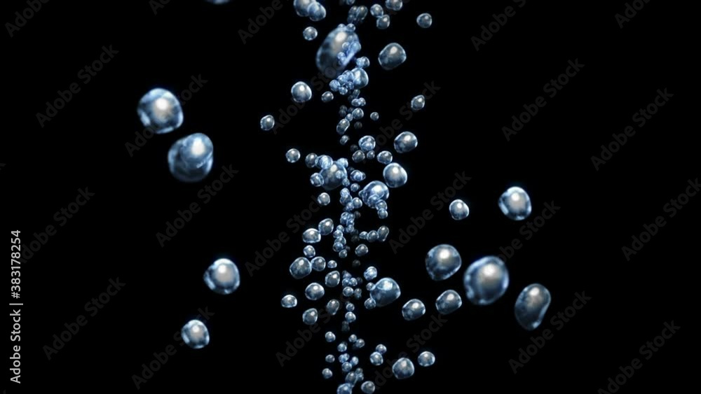 Flying many water drops on black background. Pure droplets. Transparent surface. 3D animation of air bubbles rotating. Loop animation. Flying many water drops on black background. Pure droplets. Transparent surface. 3D animation of air bubbles rotating. Loop animation.