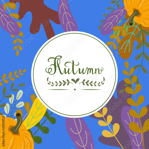 Beautiful autumn leaves pumpkin card, great design for any purposes.