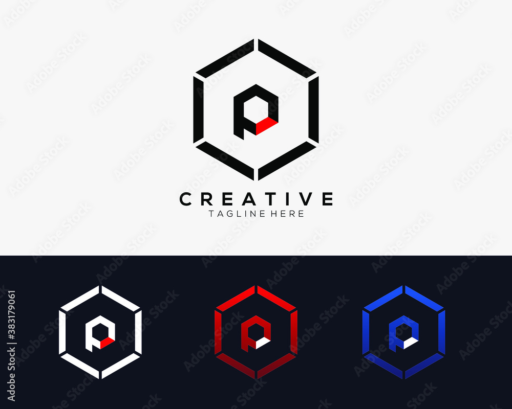Letter P vector line hexagon logo design template. Elegant, modern and ...