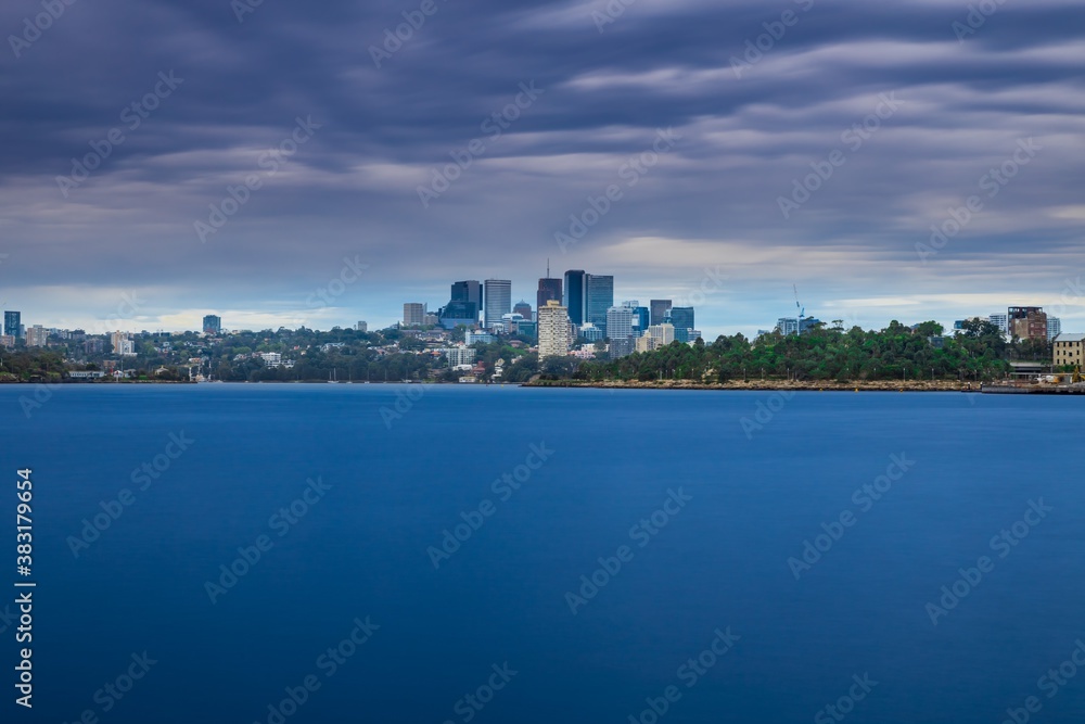 Panoramic view of Sydney Harbour and North Sydney from Darling harbour Sydney NSW Australia 