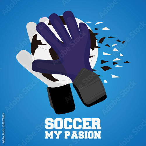 Soccer goalkeeper gloves. Soccer uniform - Vector illustration