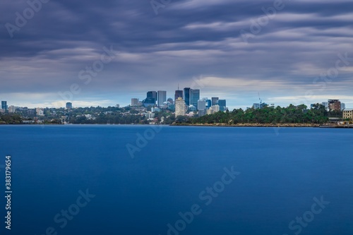 Panoramic view of Sydney Harbour and North Sydney from Darling harbour Sydney NSW Australia 