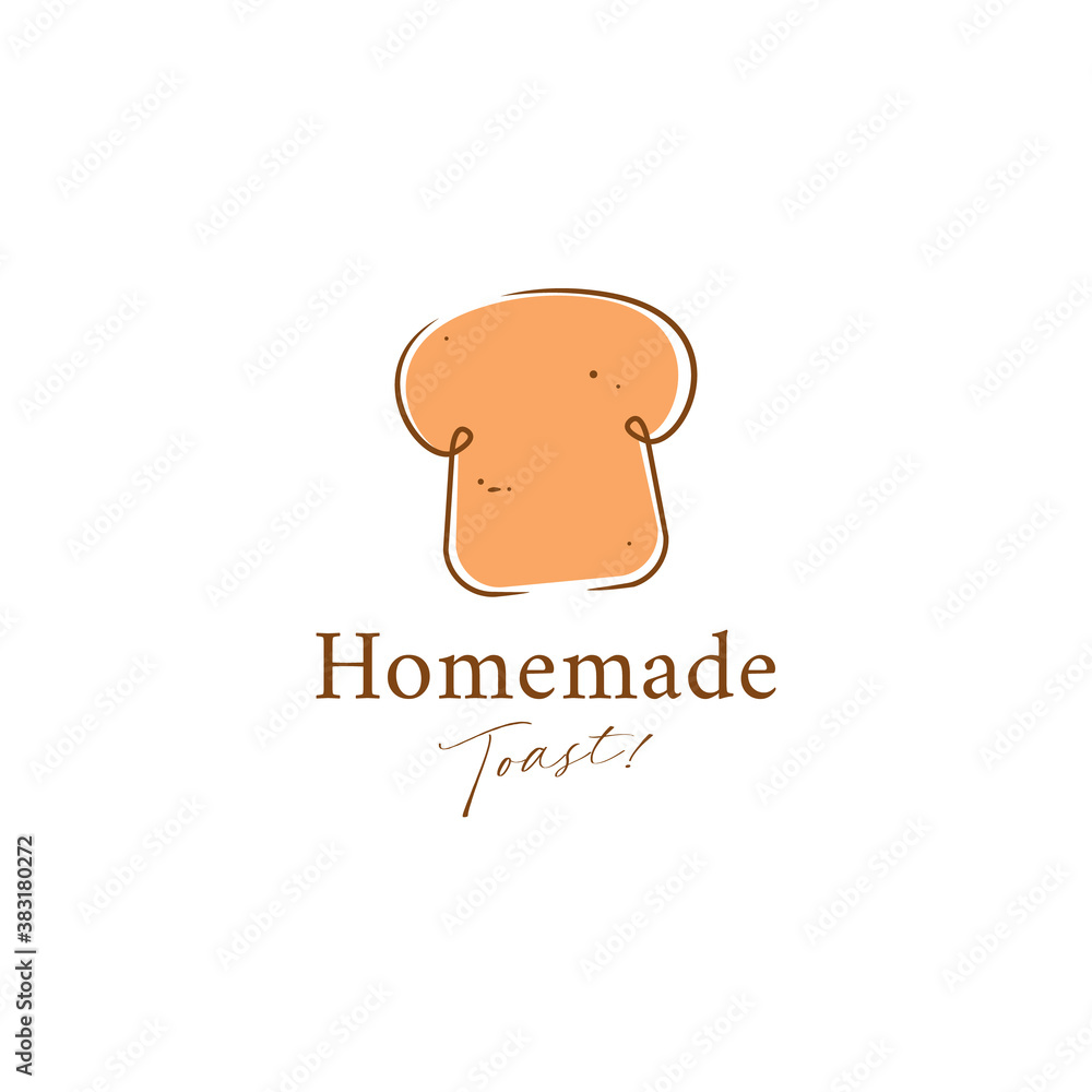 homemade toast bakery logo icon symbol in doodle scribble style vector