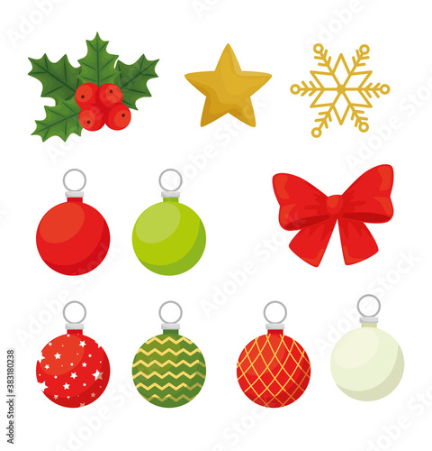merry christmas set icons design, winter season and decoration theme Vector illustration