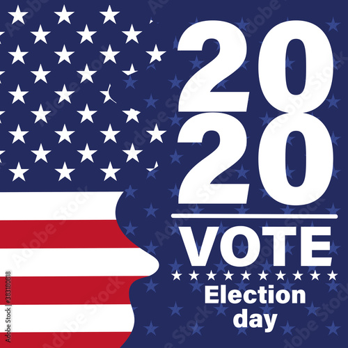 USA election day poster. Vote 2020 - Vector illustration