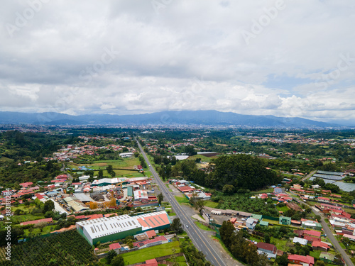 Fototapeta Naklejka Na Ścianę i Meble -  Aerial View of Ruta 32, San Luis, Heredia and San Jose, Costa Rica