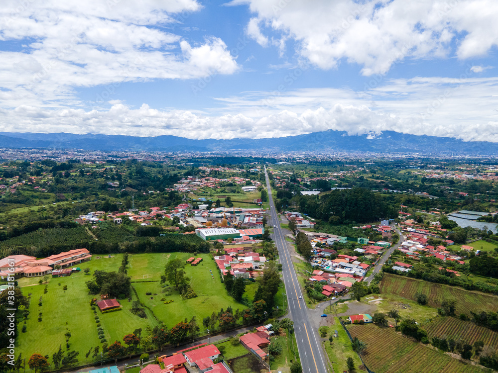 Aerial View of Ruta 32, San Luis, Heredia and San Jose, Costa Rica