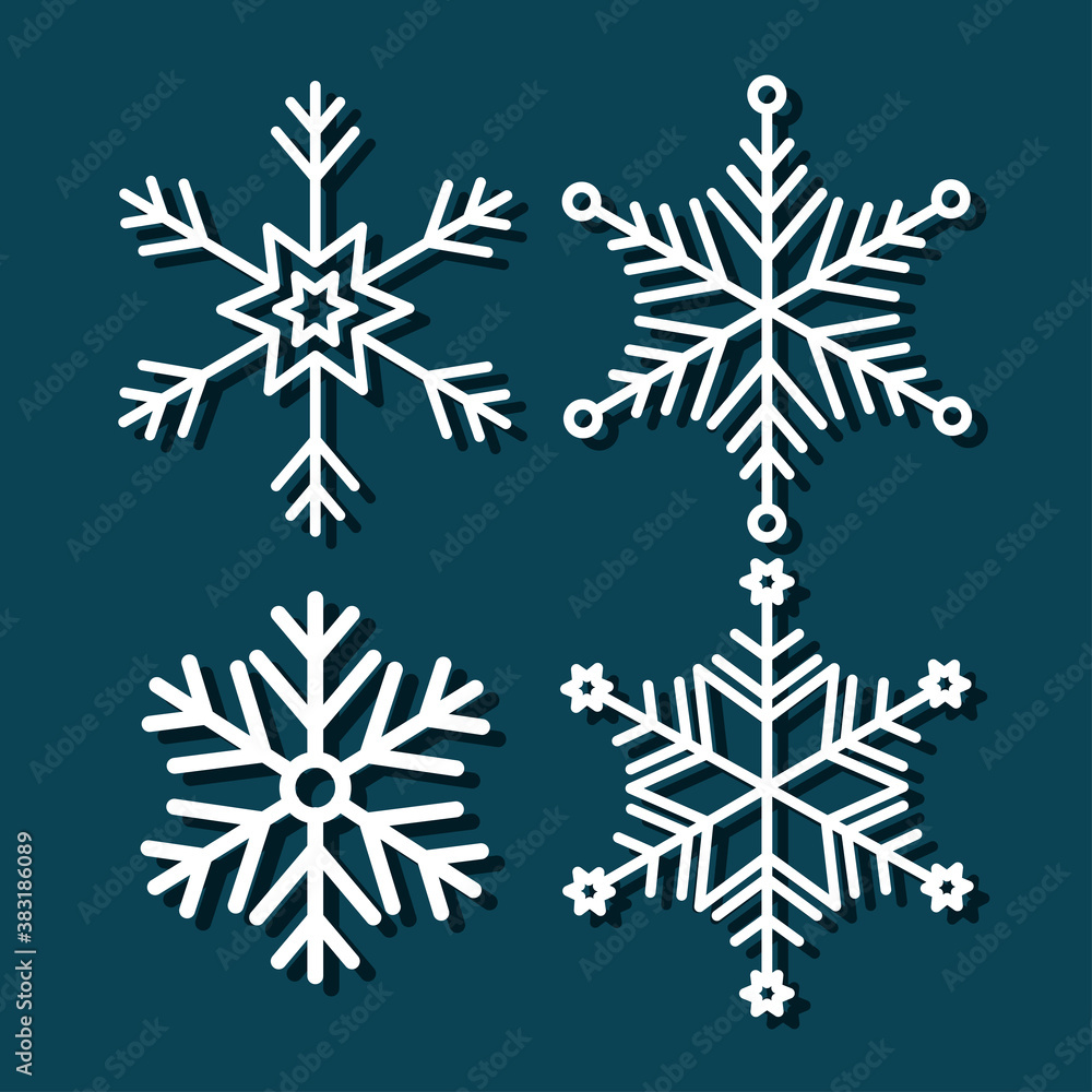 set of snowflakes christmas decoration vector illustration design