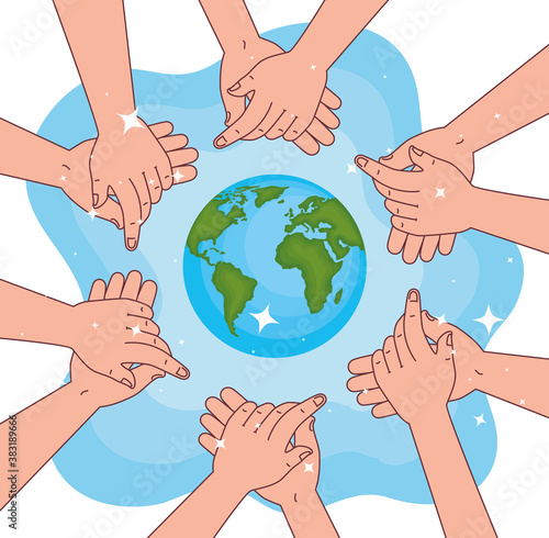 Global handswashing day and hands washing with world design, Hygiene wash health and clean theme Vector illustration