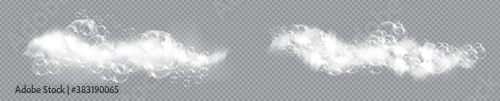 Bath foam soap with bubbles isolated vector illustration on transparent background. Set of shampoo and soap foam lather vector illustration.
