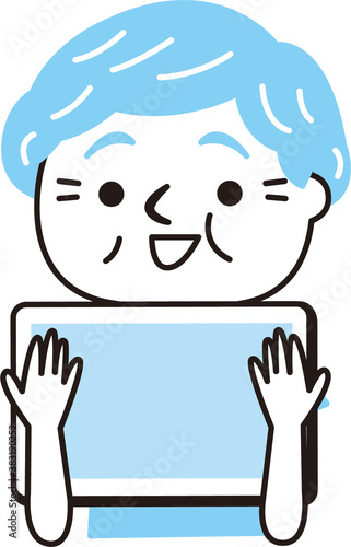 シニア女性　iPad　楽しい