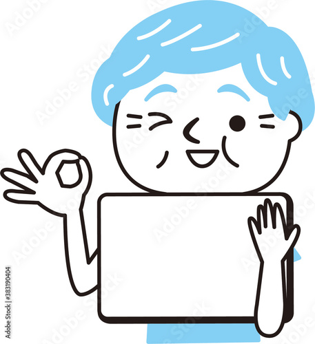 シニア女性　iPad　OK　わかった