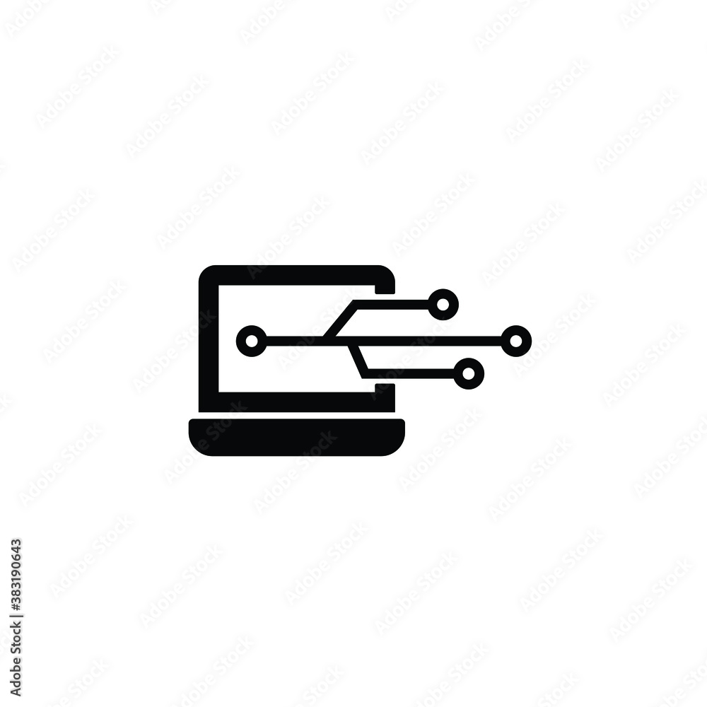Digital computer icon vector isolated on white, logo sign and symbol.