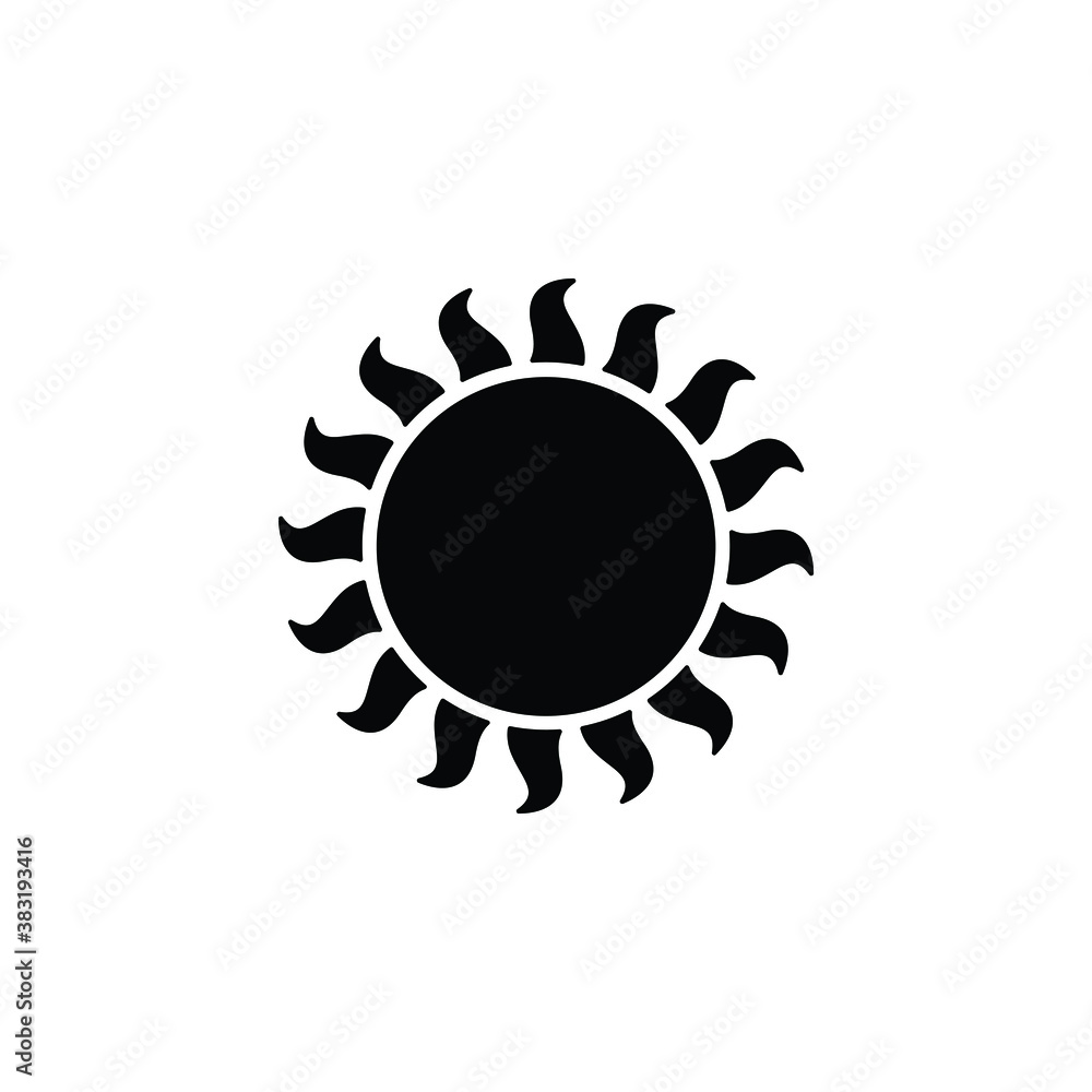 Sun icon vector isolated on white, logo sign and symbol.