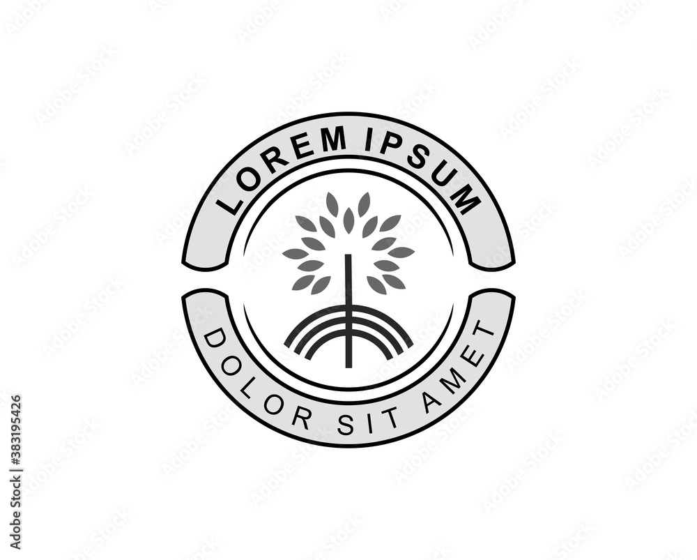 Badge logo template with tree elements, mangrove tree vector isolated Badge logo template with tree elements, mangrove tree vector isolated