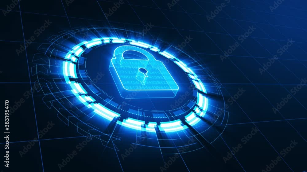 Motion graphic of Blue security key with rotation circle technology abstract background, Network security concept Motion graphic of Blue security key with rotation circle technology abstract background, Network security concept