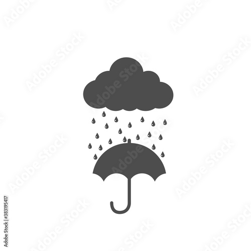 Umbrella vector icon. Rain protection umbrella water symbol. Cloud Rain safety sign drop icon isolated