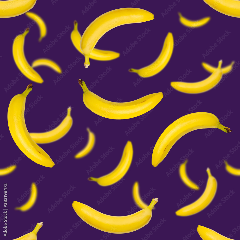 Bananas seamless pattern. pop art bananas pattern. Tropical abstract background with banana. Colorful fruit pattern of yellow banana