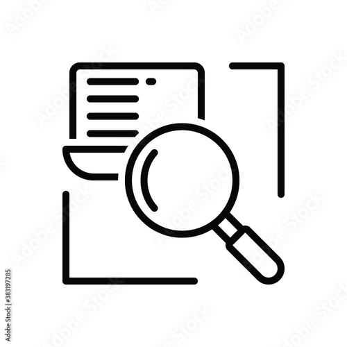 Black line icon for research