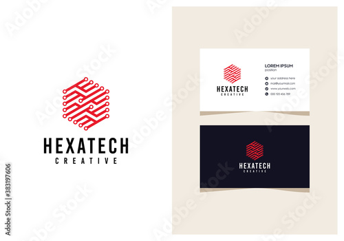 Hexagon Data Technology - Creative Molecular Circuit Logo Template