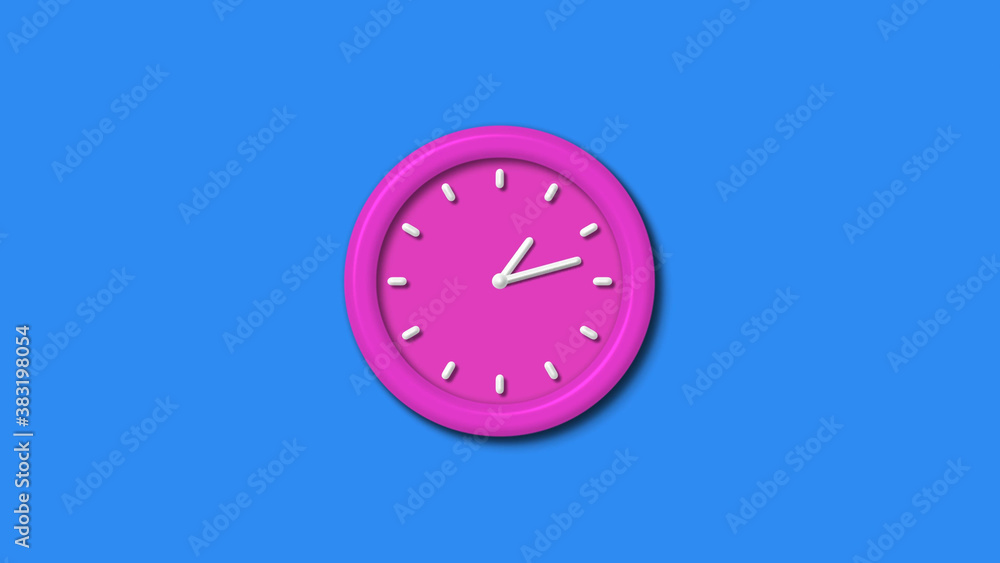 Amazing pink color 3d wall clock isolated on aqua background,12 hours wall clock Amazing pink color 3d wall clock isolated on aqua background,12 hours wall clock