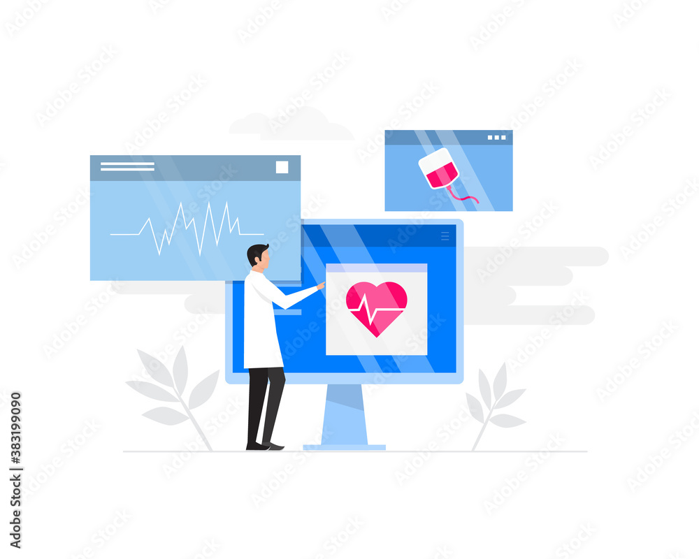 Teaching doctors in virtual classroom. flat style vector illustration Teaching doctors in virtual classroom. flat style vector illustration