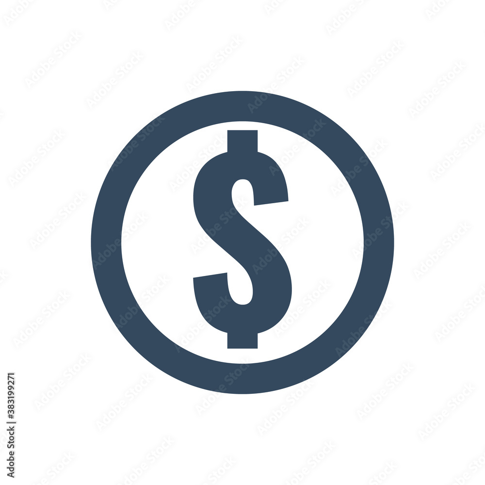 round outline dollar coin, vector icon round outline dollar coin, vector icon