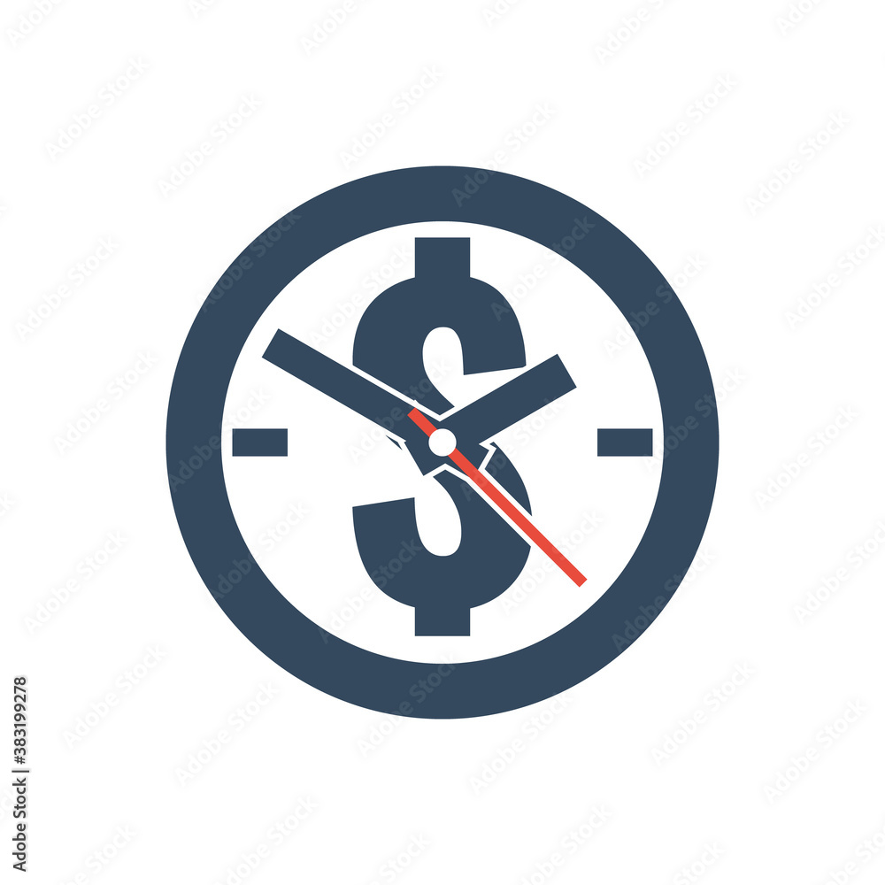 analog clock with dollar sign, vector icon analog clock with dollar sign, vector icon