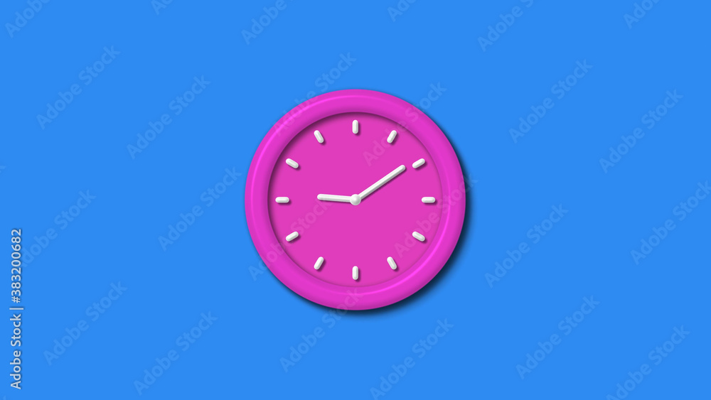 Amazing pink color 3d wall clock isolated on aqua background,12 hours 3d wall clock Amazing pink color 3d wall clock isolated on aqua background,12 hours 3d wall clock