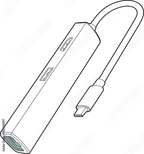 Professional USB adapter Vector / Line Drawing. Icon, Logo, Design, Element