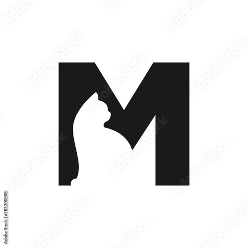 M Letter Cat Logo Design Template Inspiration, Vector.