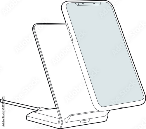 Professional Charging Dock for Phone Vector / Line Drawing. Icon, Logo, Design, Element